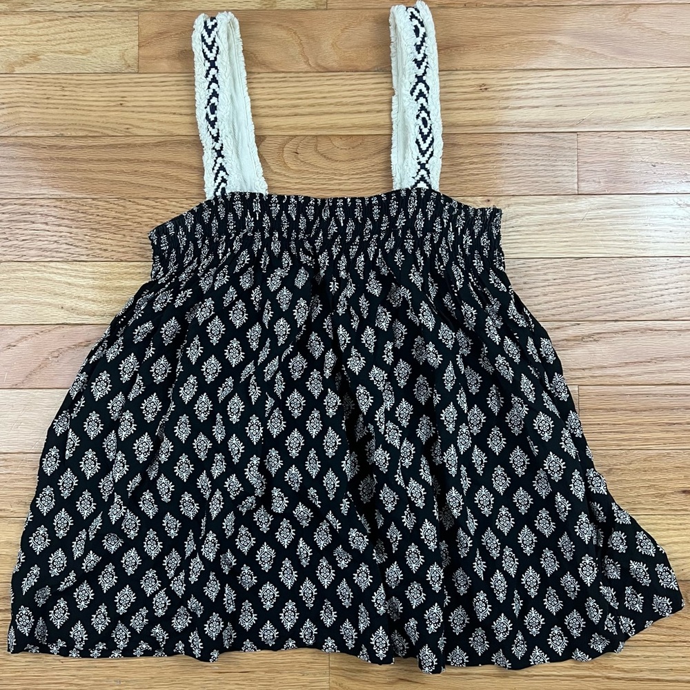 Beltaine Black Printed Sleeveless Tank Top Size Small